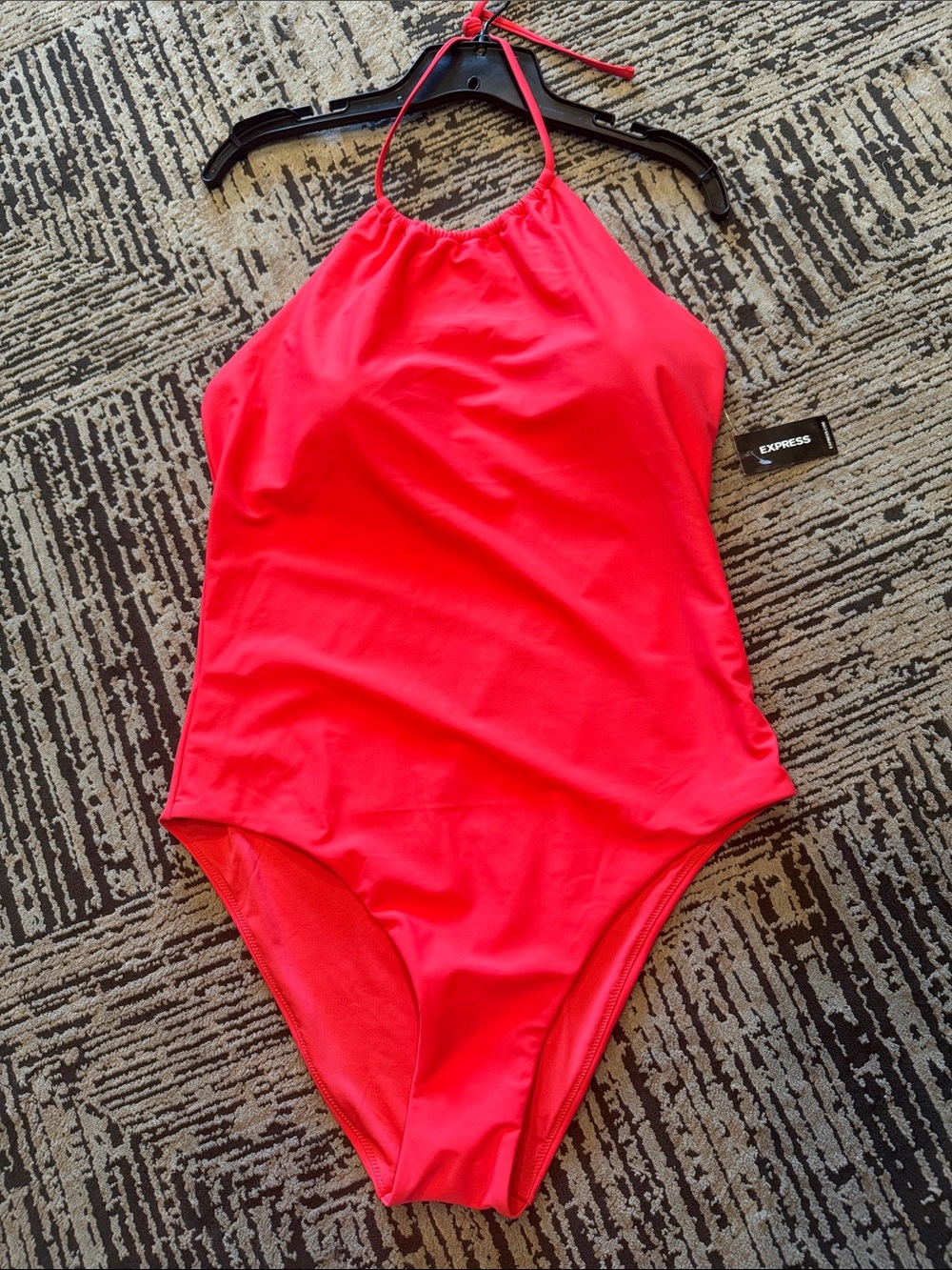 Express Women's Hot Pink Halter One-Piece Swimsuit